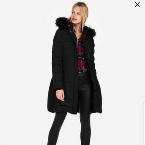 long belted puffer jacket express